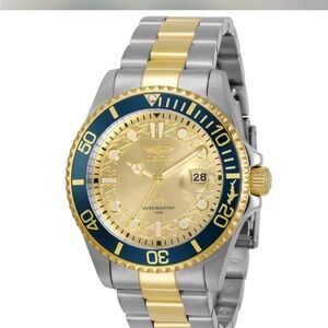 Invicta Gold Dial Two-Tone Watch with Blue Bezel